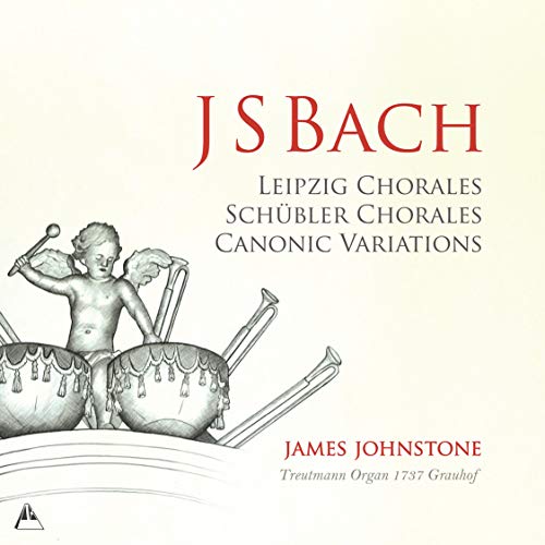 CD cover for Bach’s Leipzig Chorales featuring cherubs and instruments.