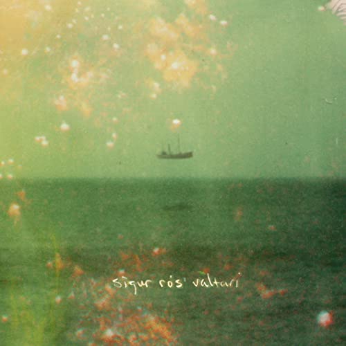 Green and gold textured album cover with a distant ship at sea.