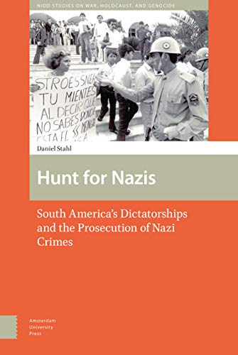Book cover depicting a 1980s protest with police, titled "Hunt for Nazis.