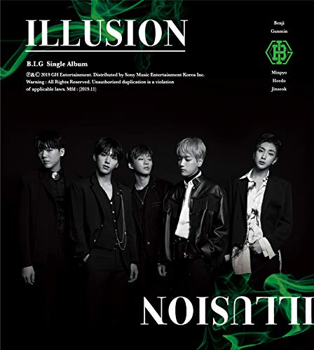 B.i.g album cover, "Illusion," featuring five men in dark clothing.