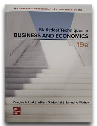 Textbook cover: "Statistical Techniques in Business and Economics," 19th edition.