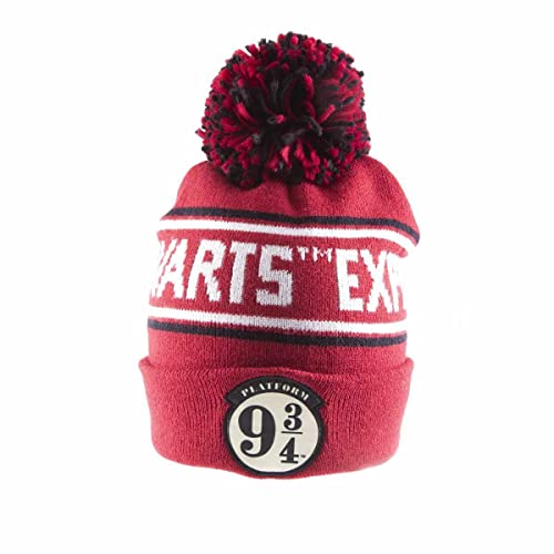 Harry Potter - Platform Badge (Unisex Red Beanie Pom) One Size