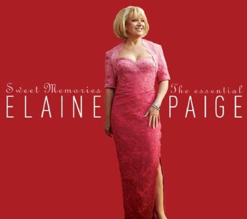 Elaine Paige album cover, featuring her in a pink dress on red background.