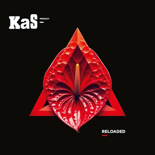 Red anthurium flower against a black background, album artwork for Kas Product.