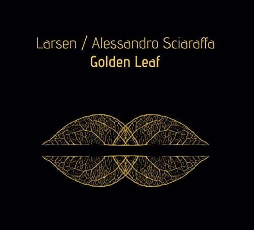Black background with golden leaf shapes resembling lips and veins.