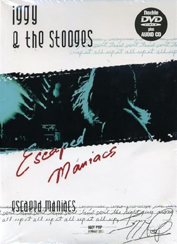 DVD cover for "Iggy Pop and the Stooges: Escaped Maniacs" with abstract art.