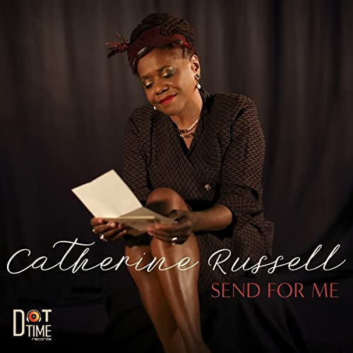 Catherine Russell portrait, seated and reading, album cover for "Send For Me".