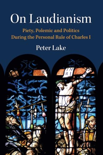 Book cover: “On Laudianism” with stained glass depiction of crucifixion.
