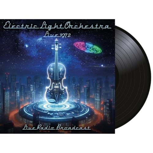 Electric Light Orchestra "Live 1972" vinyl record with glowing violin cover.