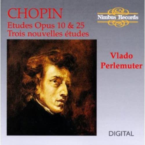 CD cover featuring a portrait of Frédéric Chopin and pianist Vlado Perlemuter.