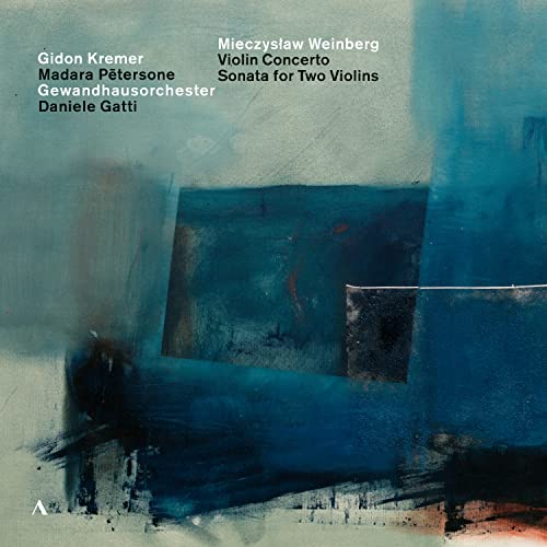 CD cover: abstract blue painting with text listing composers and performers.