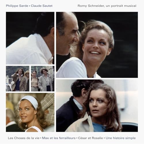 CD cover featuring black and white and color photos of Romy Schneider.
