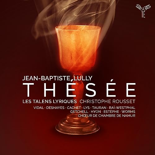 CD cover for Lully’s *Thesee* featuring a glowing chalice on a red background.