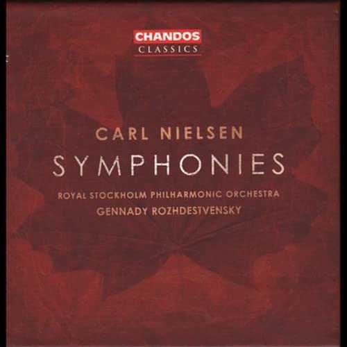 CD cover for Carl Nielsen symphonies, featuring a dark maple leaf.
