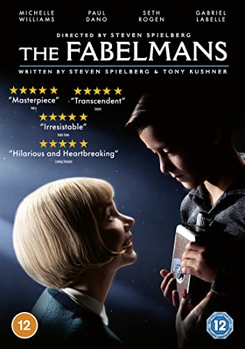 DVD cover for "The Fabelmans" featuring Michelle Williams and a young boy.