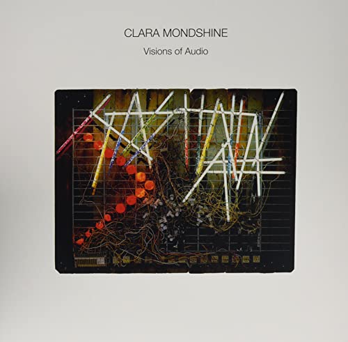 Vinyl album cover for Clara Mondshine’s “Visions Of Audio” with abstract art.