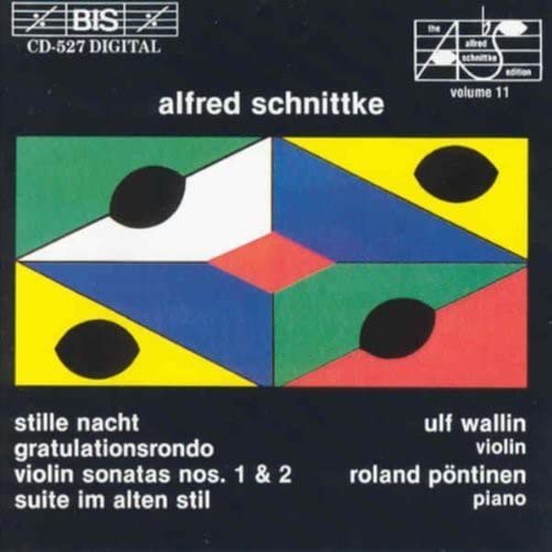 CD cover for Schnittke’s violin and piano works, abstract geometric design.