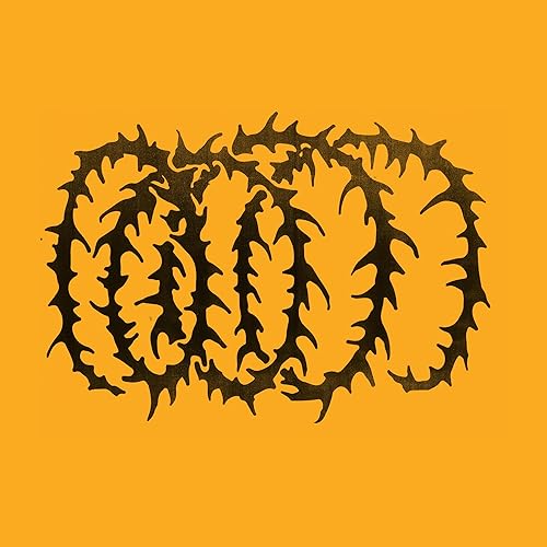 Yellow album cover with a dark, thorny, circular band logo.