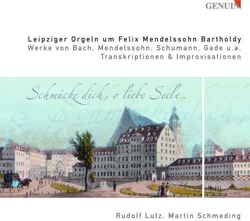 CD cover featuring Leipzig cityscape and ornate script, “Leipziger Orgeln.”