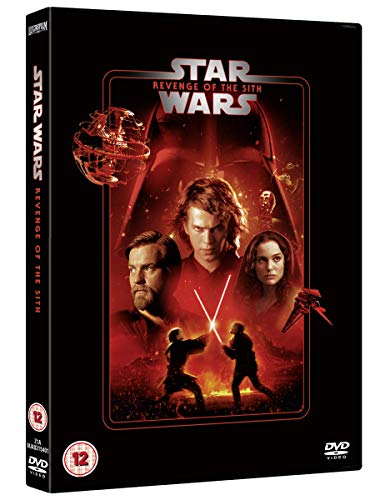 Star Wars Revenge of the Sith DVD cover featuring characters against a red background.