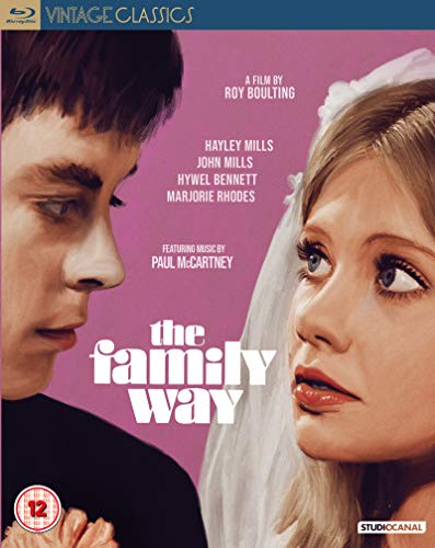 Blu-ray cover for "The Family Way" featuring a couple and wedding veil.