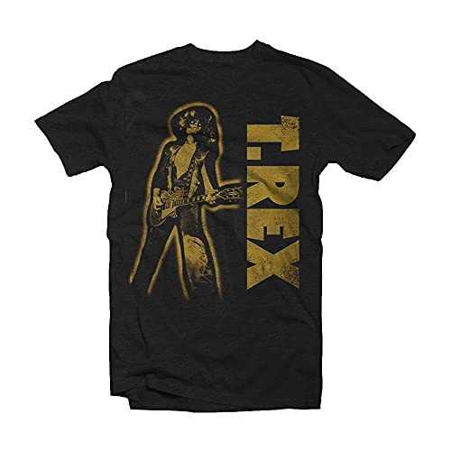 T-Rex T Shirt Marc Bolan Guitar Distressed Logo Official Mens Black S
