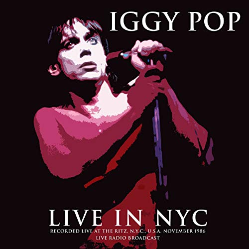 Iggy Pop portrait on album cover, performing live in NYC, 1986.