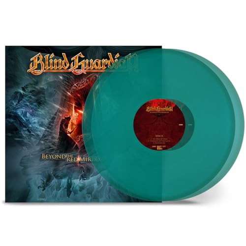 Blind Guardian "Beyond The Red Mirror" teal vinyl record and cover.