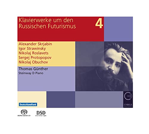 CD cover with geometric blocks and a portrait of a man.