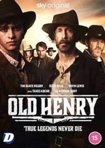 DVD cover art for Old Henry featuring three men in cowboy hats.