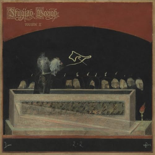 CD cover: dark painting of a figure before a stone altar with candles.