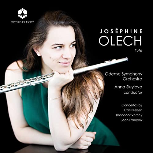 CD cover featuring flutist Josephine Olech with her instrument.