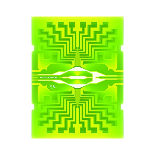 CD cover with a bright green, abstract circuit board design.