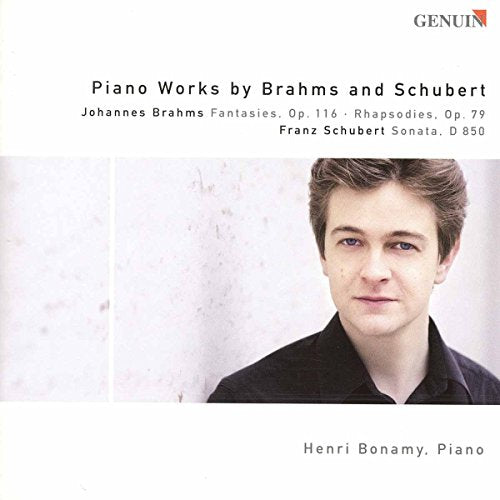 CD cover featuring pianist Henri Bonamy, text listing Brahmsschubert piano works.