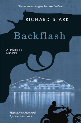 Book cover: “Backflash” by Richard Stark, featuring a gun and motorcycle.