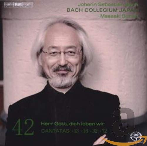CD cover featuring a portrait of Masaki Suzuki and text for Bach cantatas.