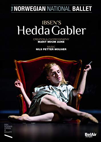 DVD cover for Ibsen’s Hedda Gabler ballet, featuring a dancer in a chair.
