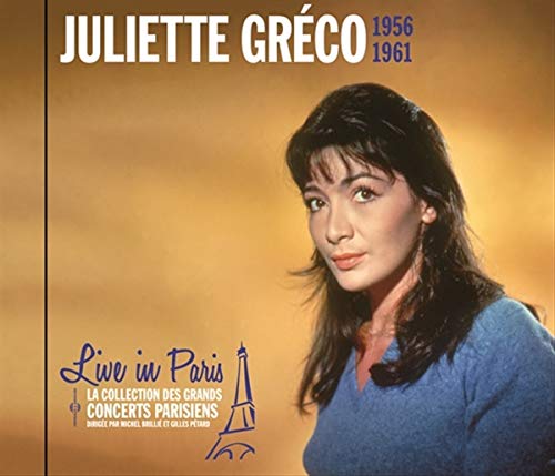 Juliette Gréco album cover, portrait of a woman with dark hair.