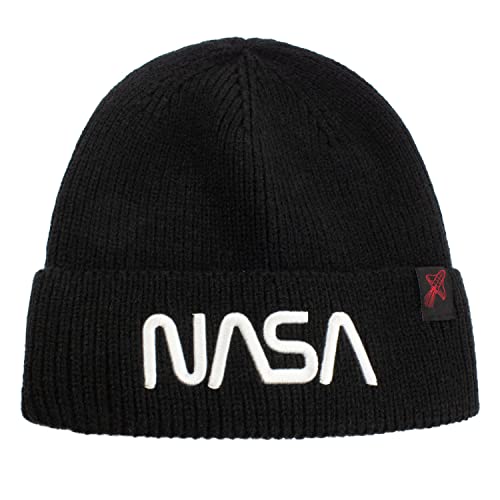 NASA - Worm Logo (Unisex Black Beanie) One Size