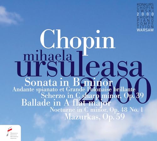 CD cover for Ursuleasa performing Chopin piano works against a sky background.