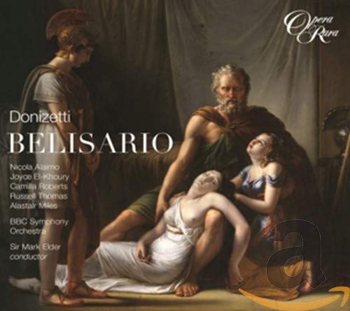 CD cover for Donizetti’s *Belisario* featuring a historical painting and text.