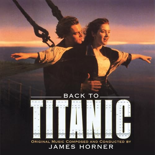 Titanic album cover featuring Jack and Rose with the ship’s bow.