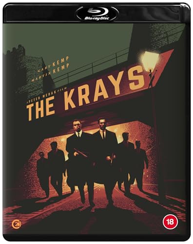 Blu-ray cover for “The Krays” film, showing suited men in a tunnel.