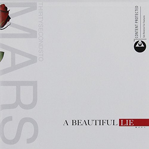 CD cover for "A Beautiful Lie" by Thirty Seconds to Mars, with a rose.