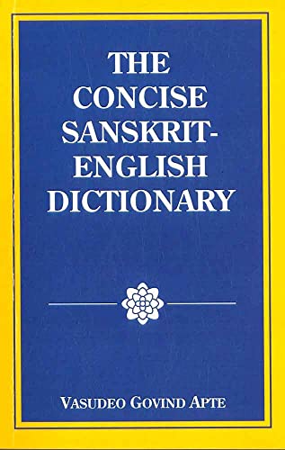Blue book cover titled The Concise Sanskrit-English Dictionary by Vasudeo Govind Apte.