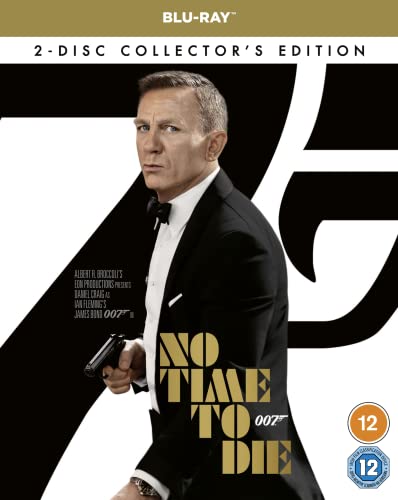 Daniel Craig in a tuxedo holding a gun on the No Time To Die cover.