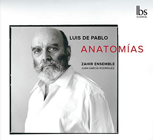 CD cover featuring a black and white portrait of composer Luis de Pablo.