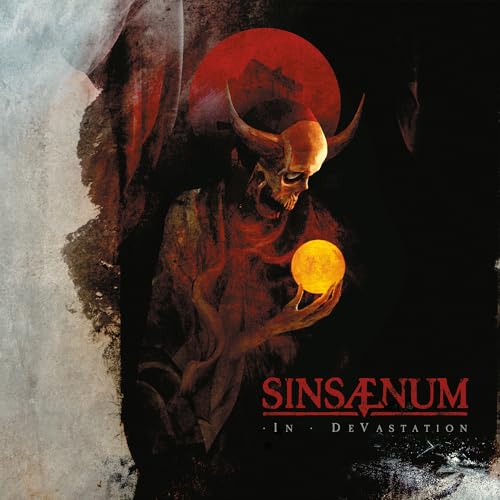 Dark album cover featuring a horned, skeletal figure holding a glowing orb.