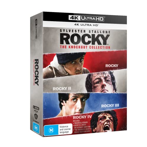 Rocky I-IV 4K UHD Blu-ray box set featuring Sylvester Stallone.