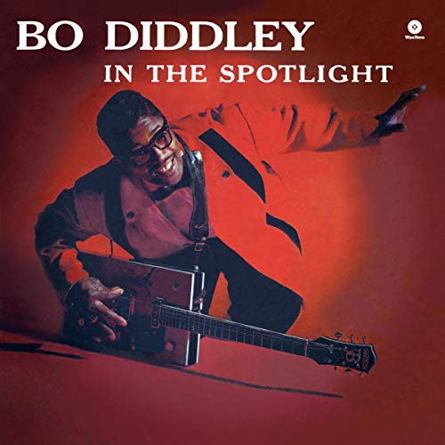 Bo Diddley album cover featuring the musician with his guitar.